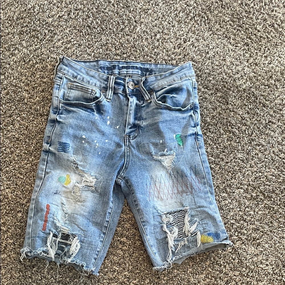Rue21 Distressed Denim Kids Shorts with Colorful Accents